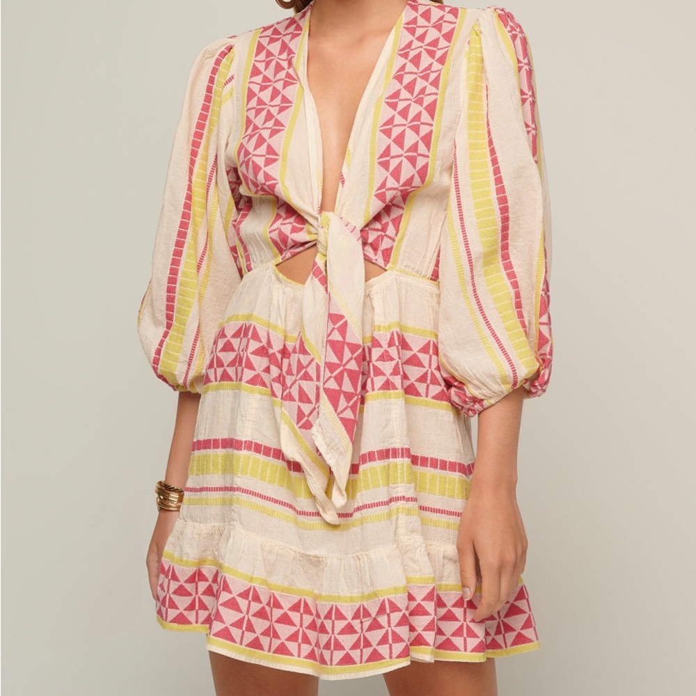 Pearl & Caviar Women's Cotton Front Tie Zakar Dress Fuchsia S/M S22P1028‎